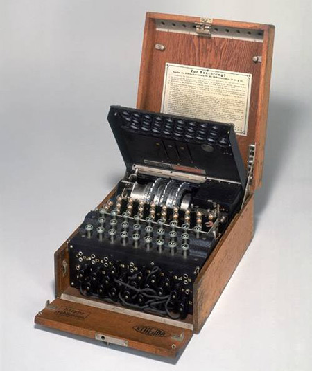 Enigma Machine, inner lid raised